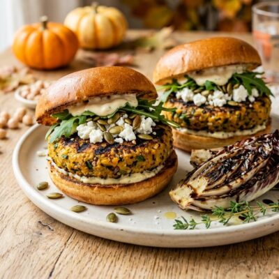 Burger Di Ceci E Zucca Alla Griglia Con Radicchio E Feta