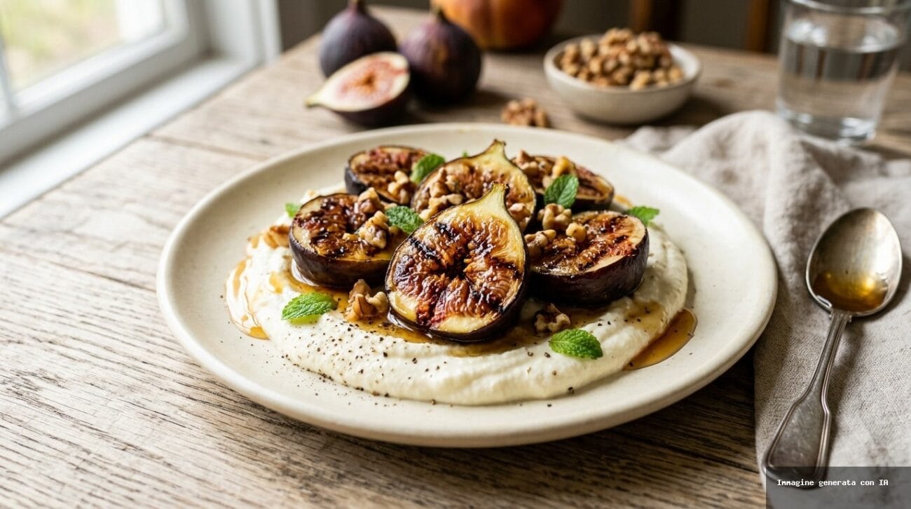 Fichi Grigliati con Crema di Ricotta e Noci