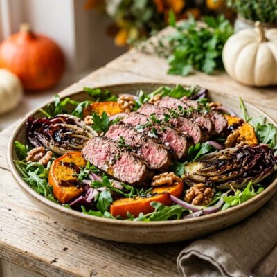 Insalata Tiepida Di Manzo Scottato Con Zucca E Radicchio