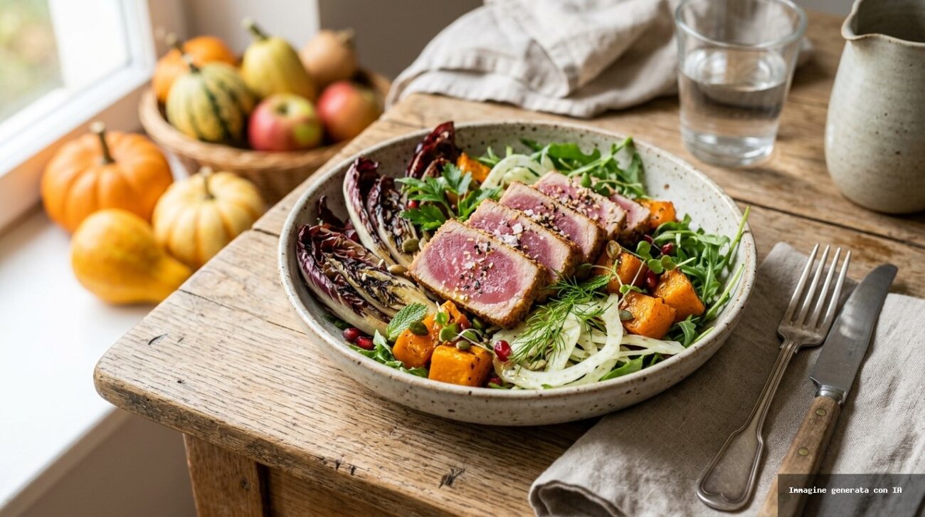 Insalata Tiepida Di Tonno Con Zucca E Radicchio