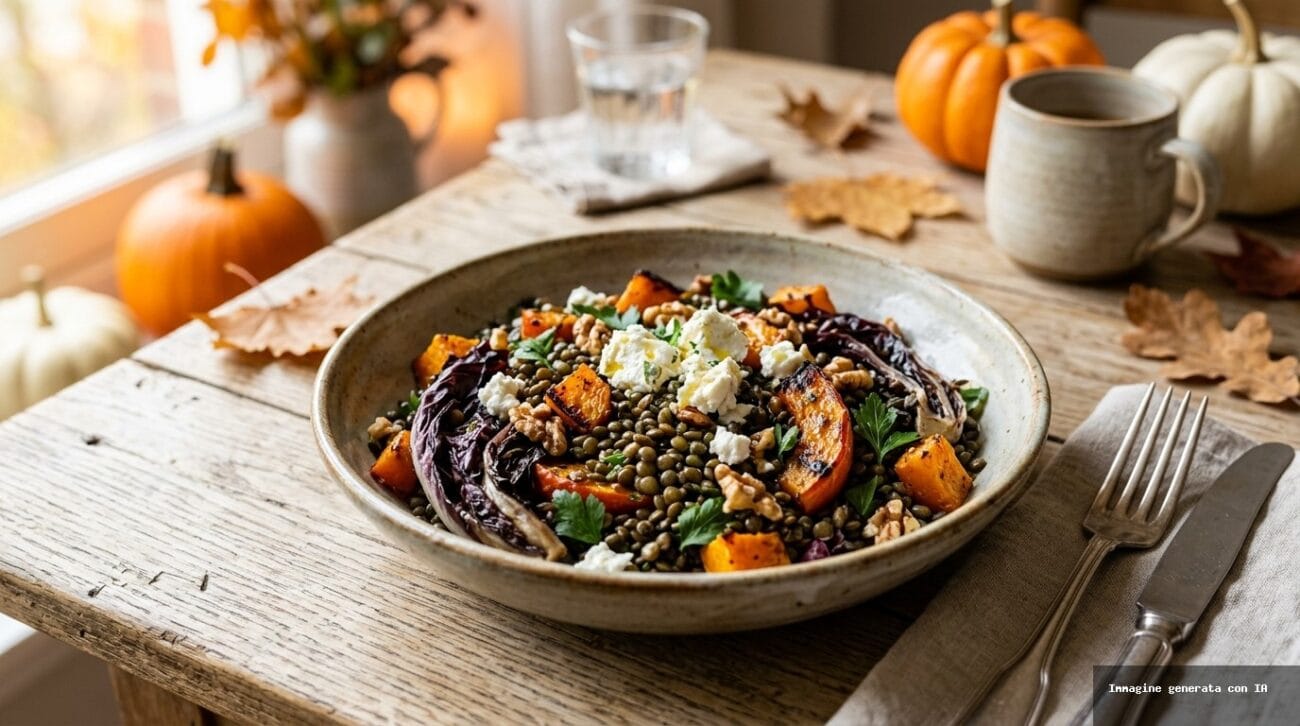 Insalata Tiepida Di Lenticchie Zucca E Radicchio