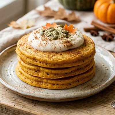 Pancake Proteici alla Zucca con Yogurt Greco in Friggitrice ad Aria