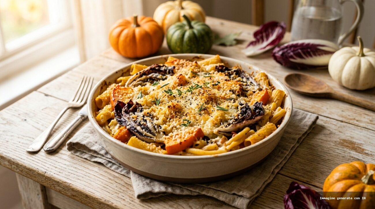 Pasta Integrale al Forno con Zucca, Radicchio e Ricotta