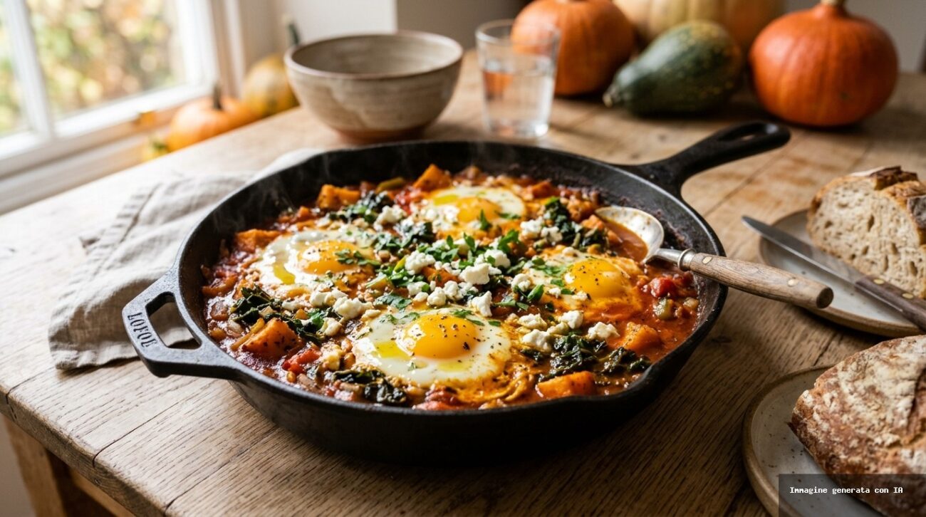 Shakshuka Autunnale alla Zucca e Cavolo Nero al Forno