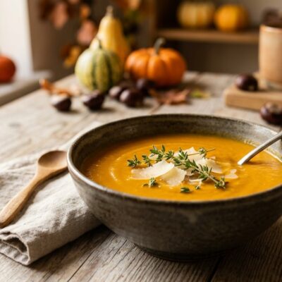 Vellutata di Zucca e Castagne al Timo