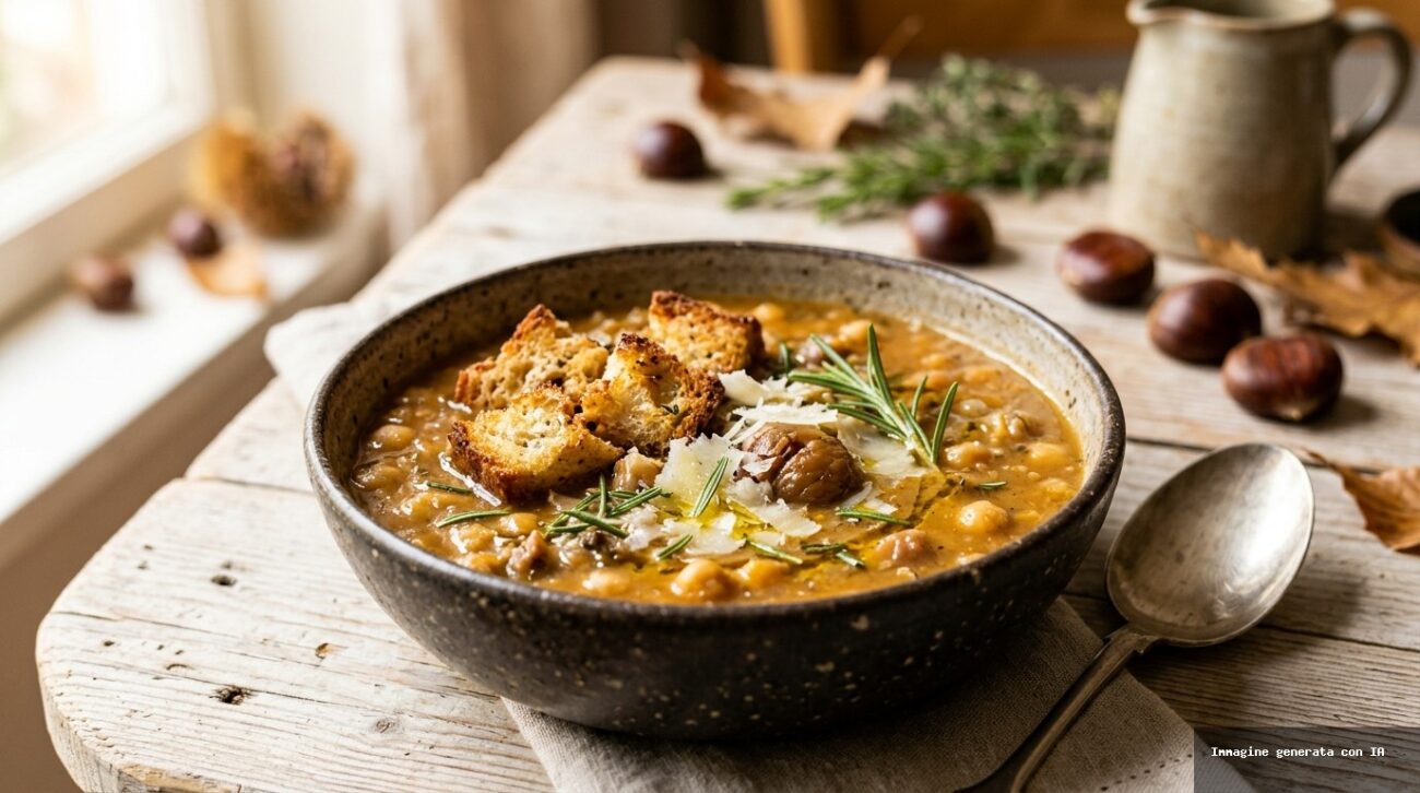 Zuppa di Ceci e Castagne al Rosmarino