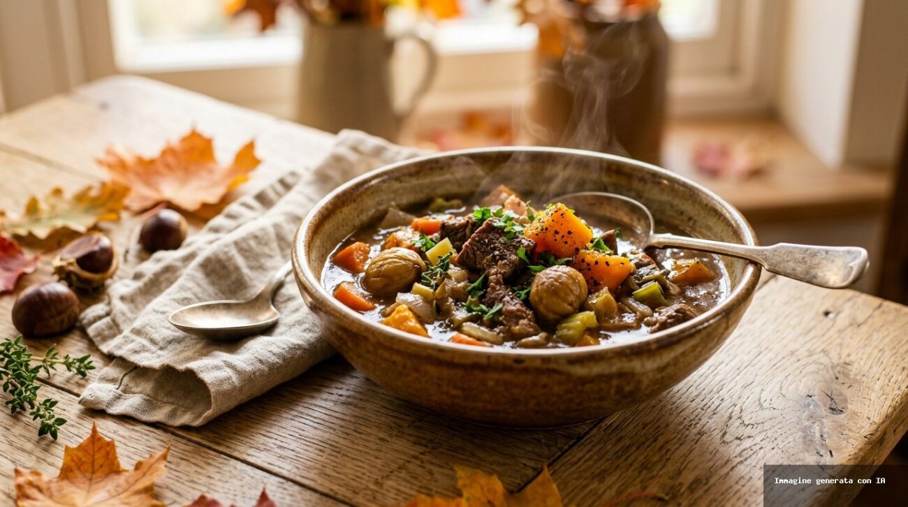 Zuppa di Manzo con Zucca e Castagne